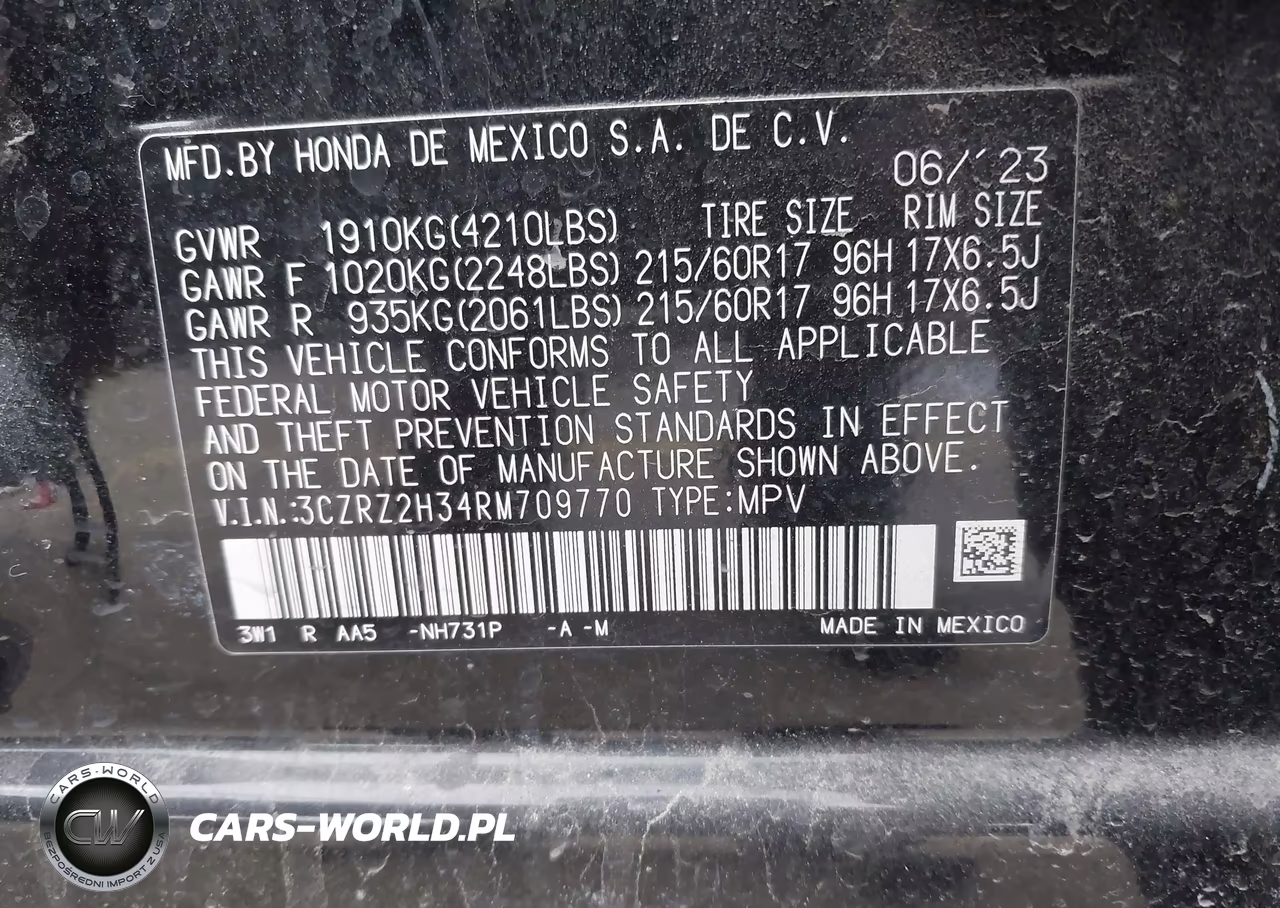 2024 Honda Hr-V Awd Lx VIN:3CZRZ2H34RM709770 - 9