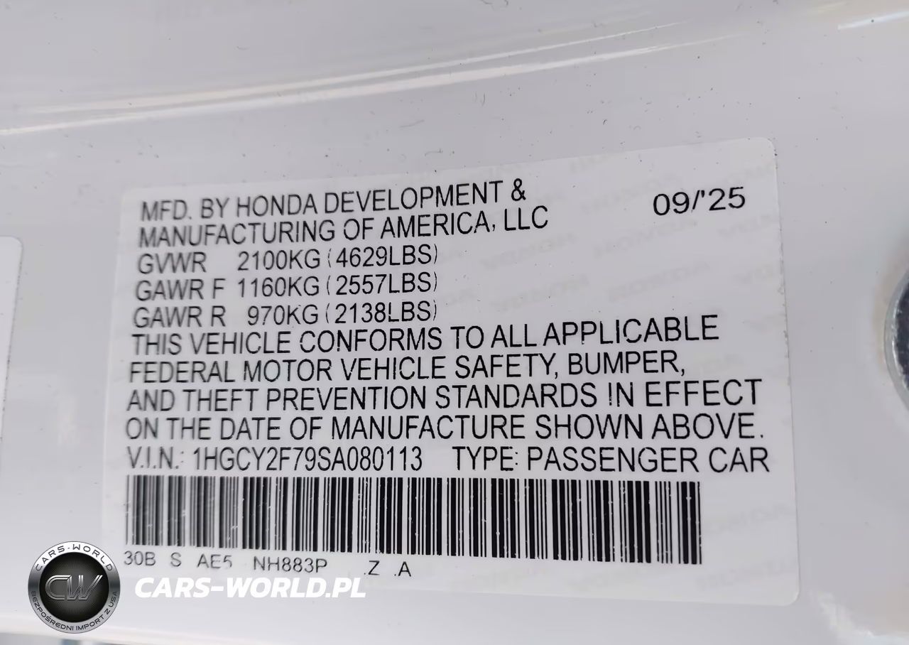 2025 Honda Accord Hybrid Sport-L VIN:1HGCY2F79SA080113 - 9