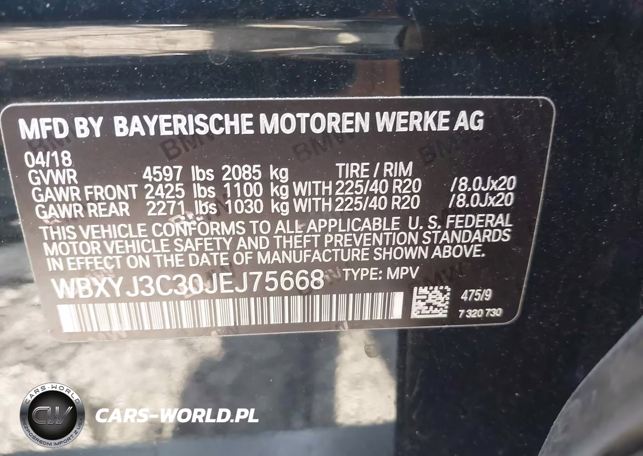 2018 BMW X2 Sdrive28I VIN:WBXYJ3C30JEJ75668 - 9