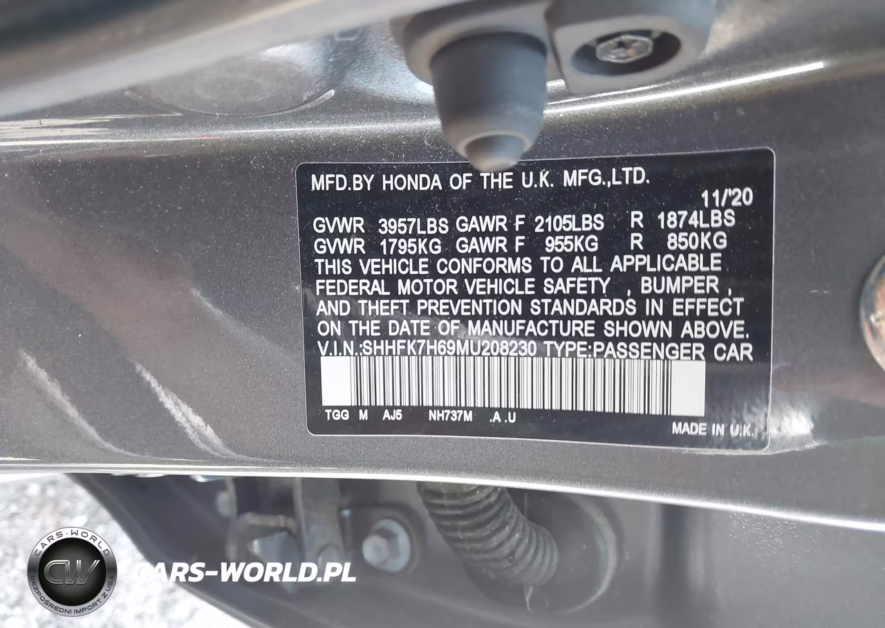 2021 Honda Civic Ex VIN:SHHFK7H69MU208230 - 9