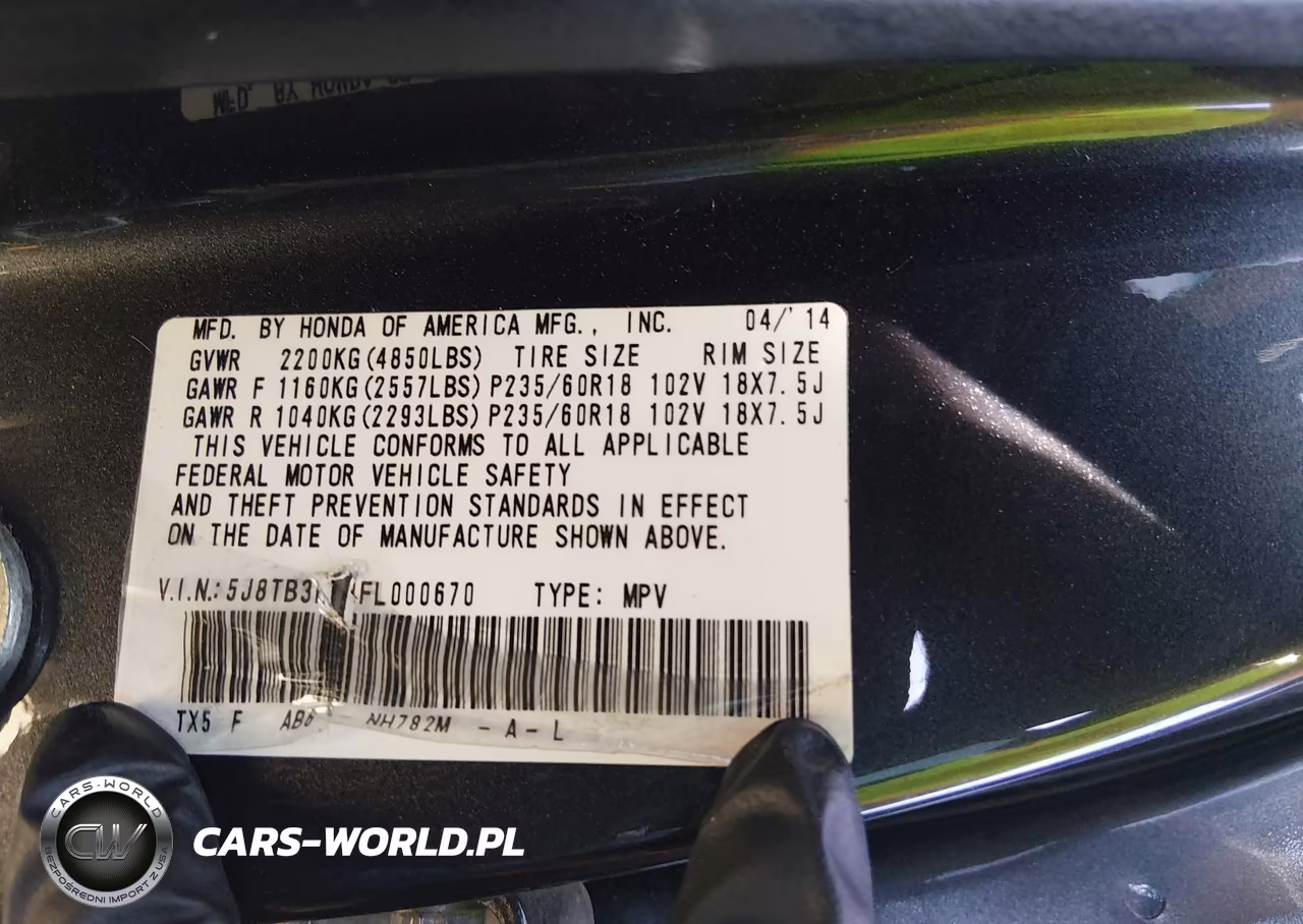 2015 Acura Rdx VIN:5J8TB3H58FL000670 - 9
