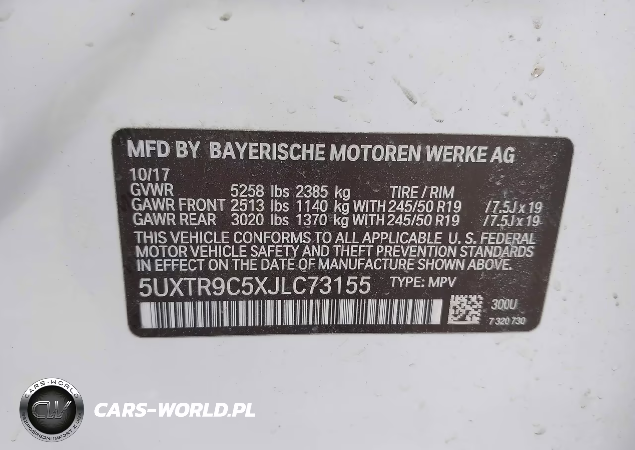 2018 BMW X3 xDrive30I VIN:5UXTR9C5XJLC73155 - 9