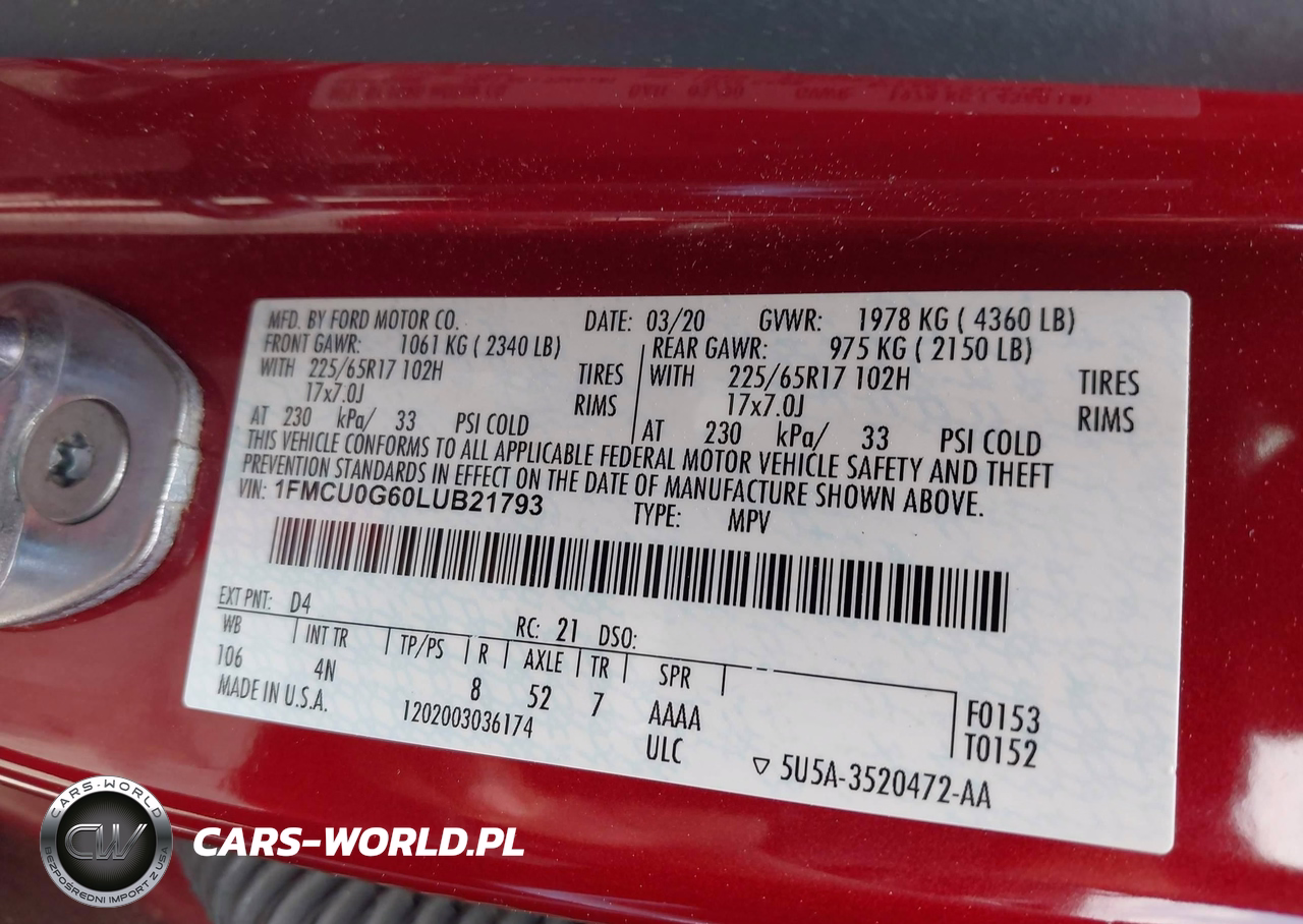 2020 Ford Escape Se VIN:1FMCU0G60LUB21793 - 9