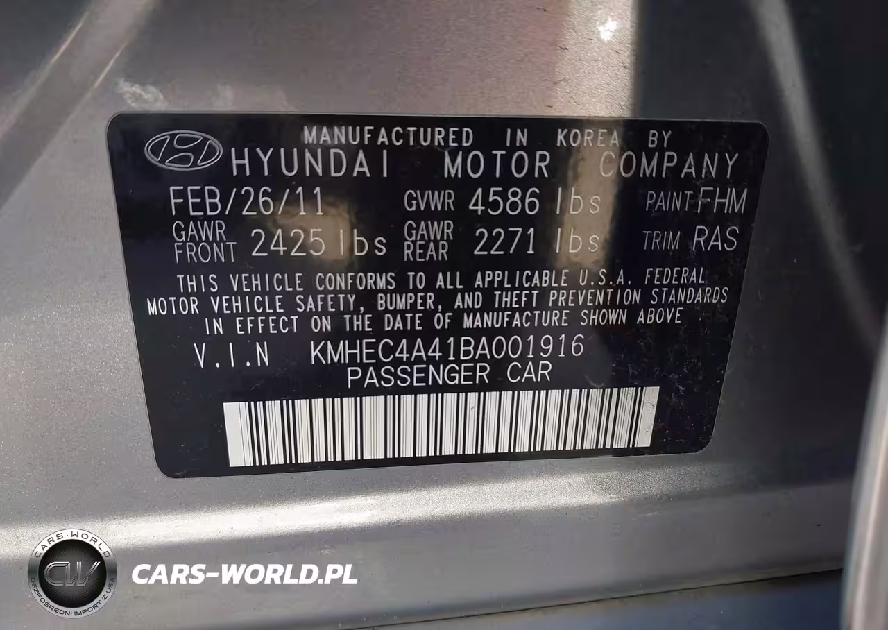 2011 Hyundai Sonata Hybrid VIN:KMHEC4A41BA001916 - 9