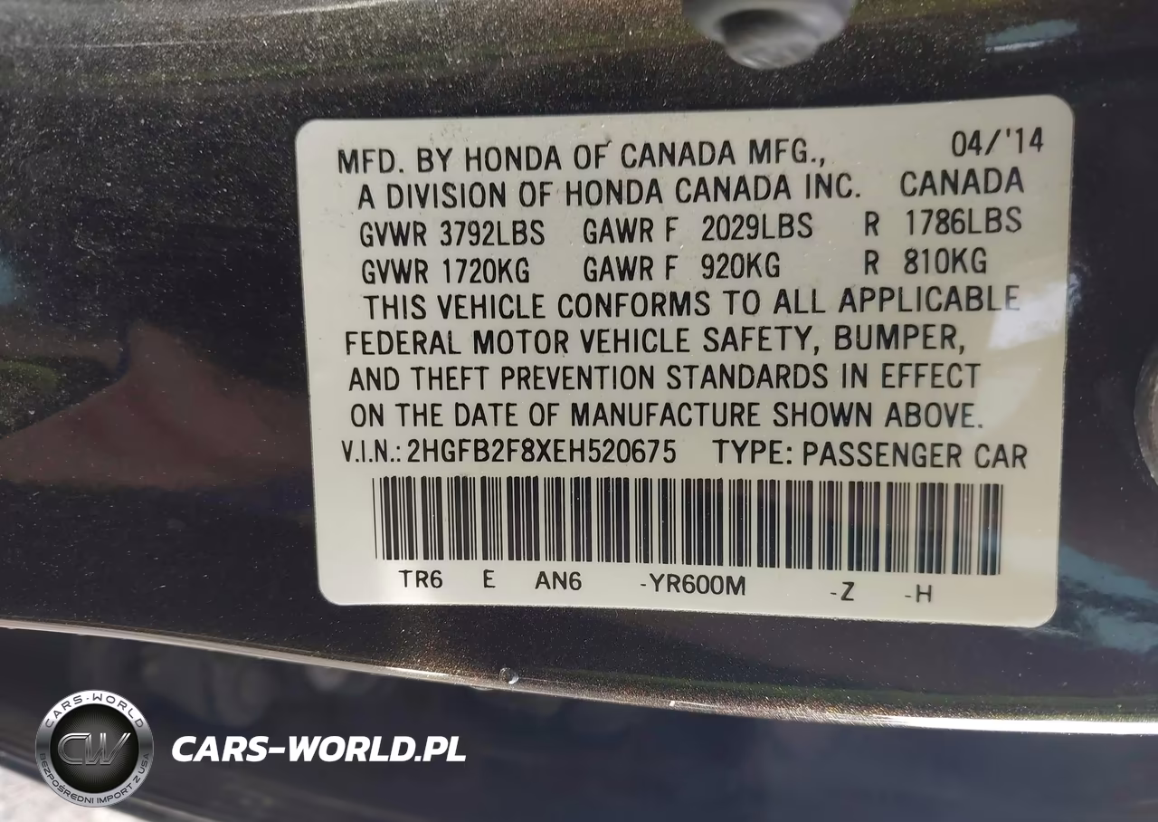 2014 Honda Civic Ex VIN:2HGFB2F8XEH520675 - 9