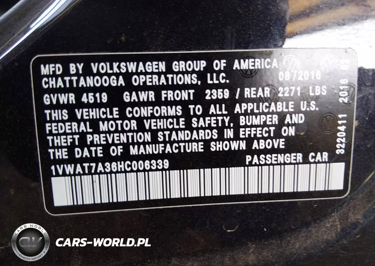 2017 Volkswagen Passat 1.8T S VIN:1VWAT7A36HC006339 - 9