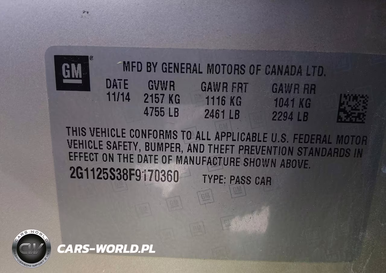 2015 Chevrolet Impala 2Lt VIN:2G1125S38F9170360 - 9