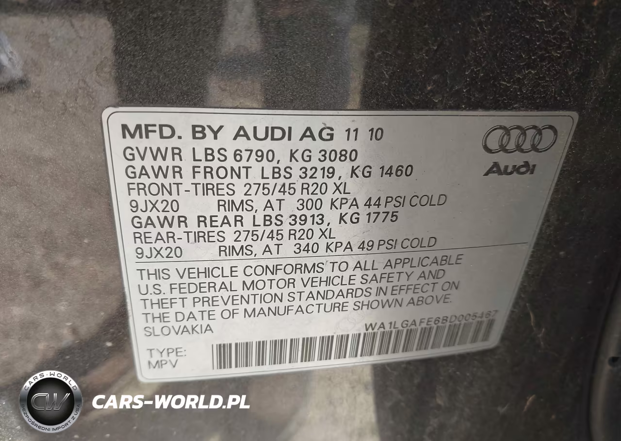 2011 Audi Q7 3.0T Premium VIN:WA1LGAFE6BD005467 - 9
