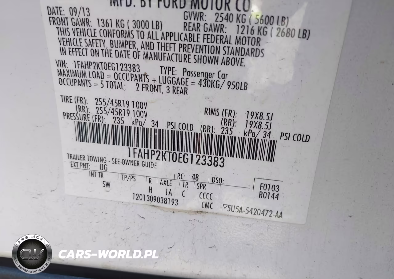 2014 Ford Taurus Sho VIN:1FAHP2KT0EG123383 - 9