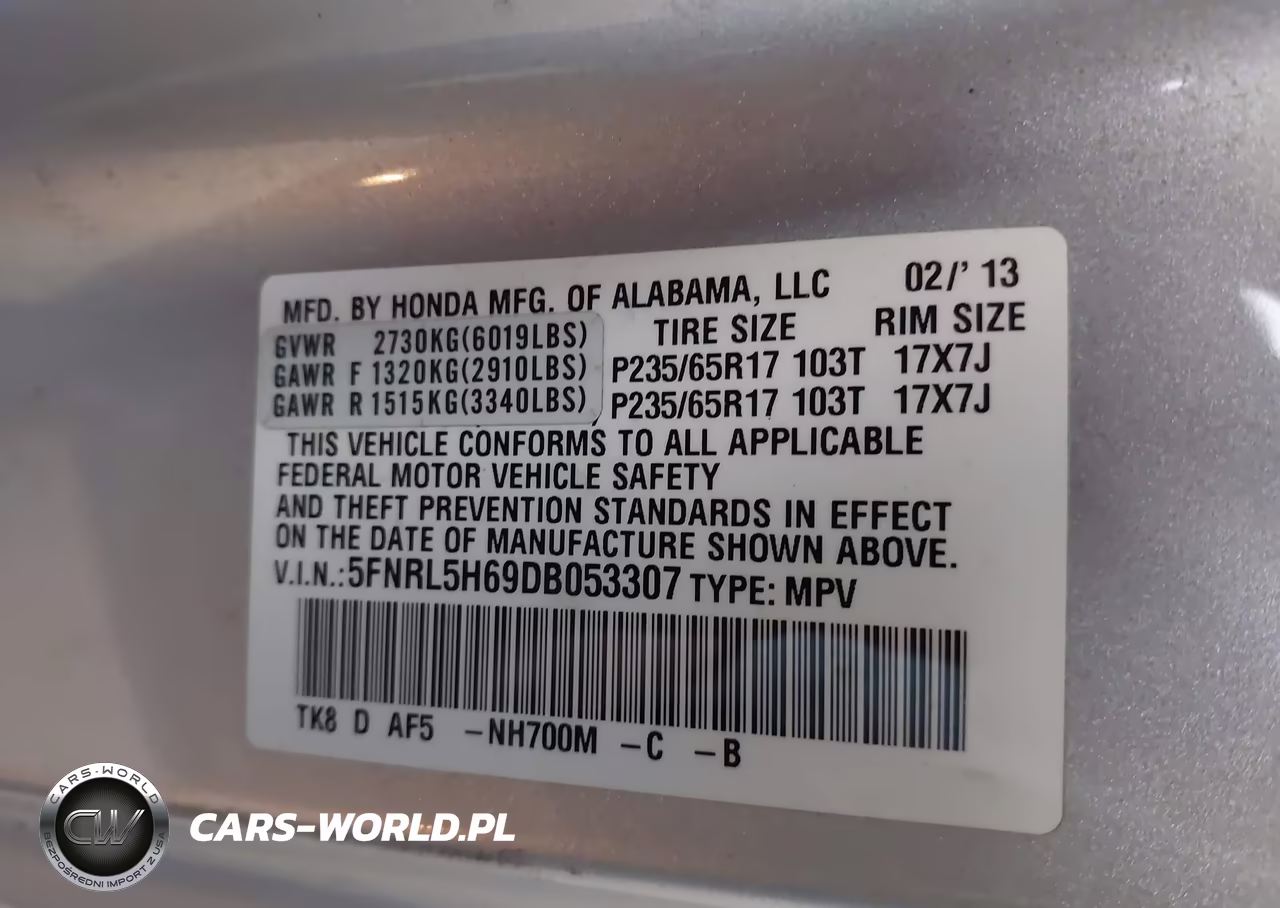 2013 Honda Odyssey Ex-L VIN:5FNRL5H69DB053307 - 9