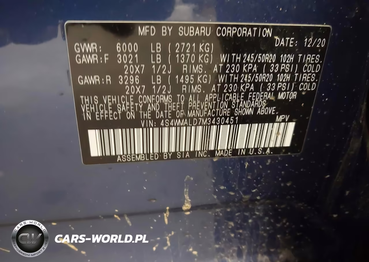 2021 Subaru Ascent Limited VIN:4S4WMALD7M3430451 - 9