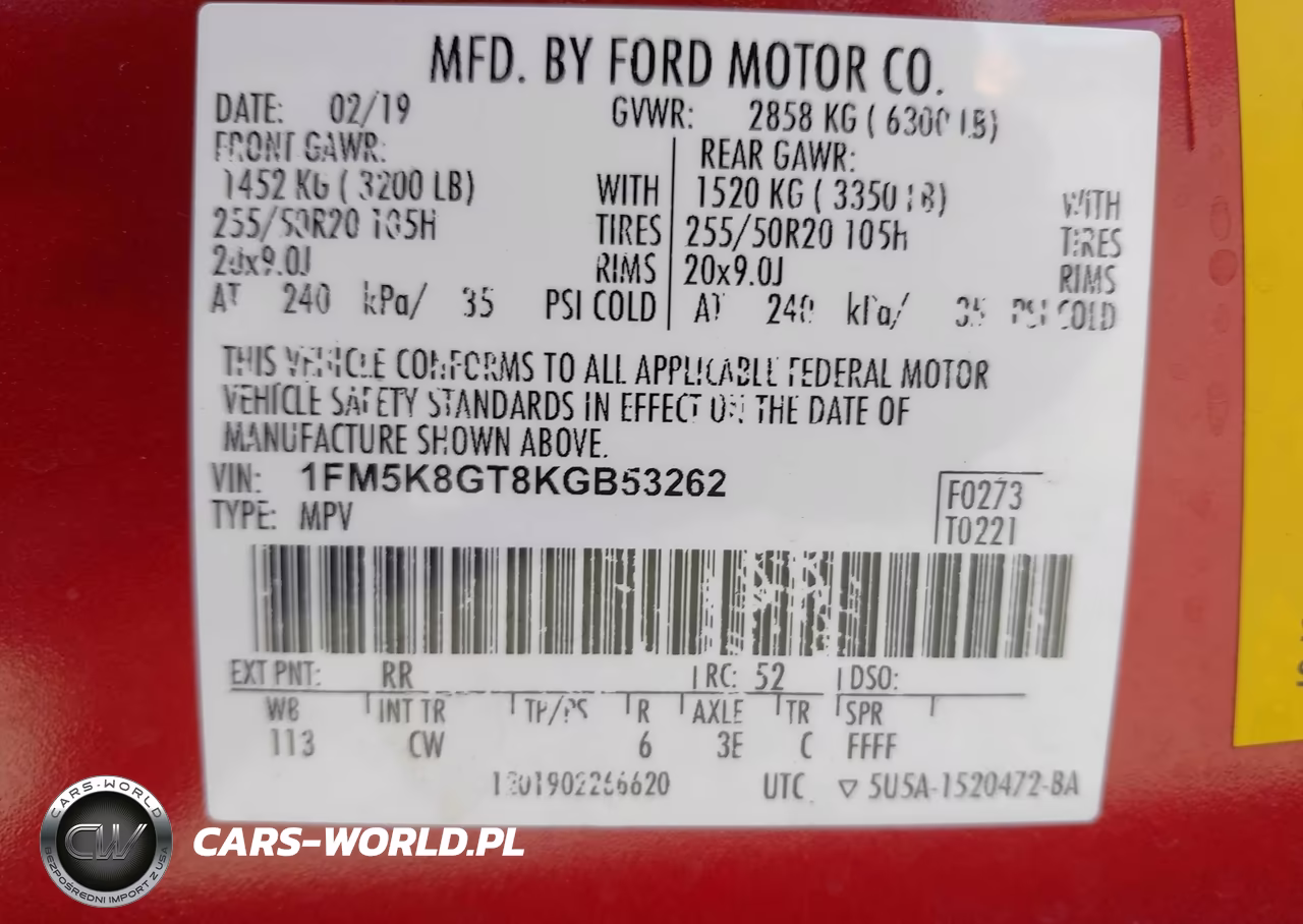2019 Ford Explorer Sport VIN:1FM5K8GT8KGB53262 - 9