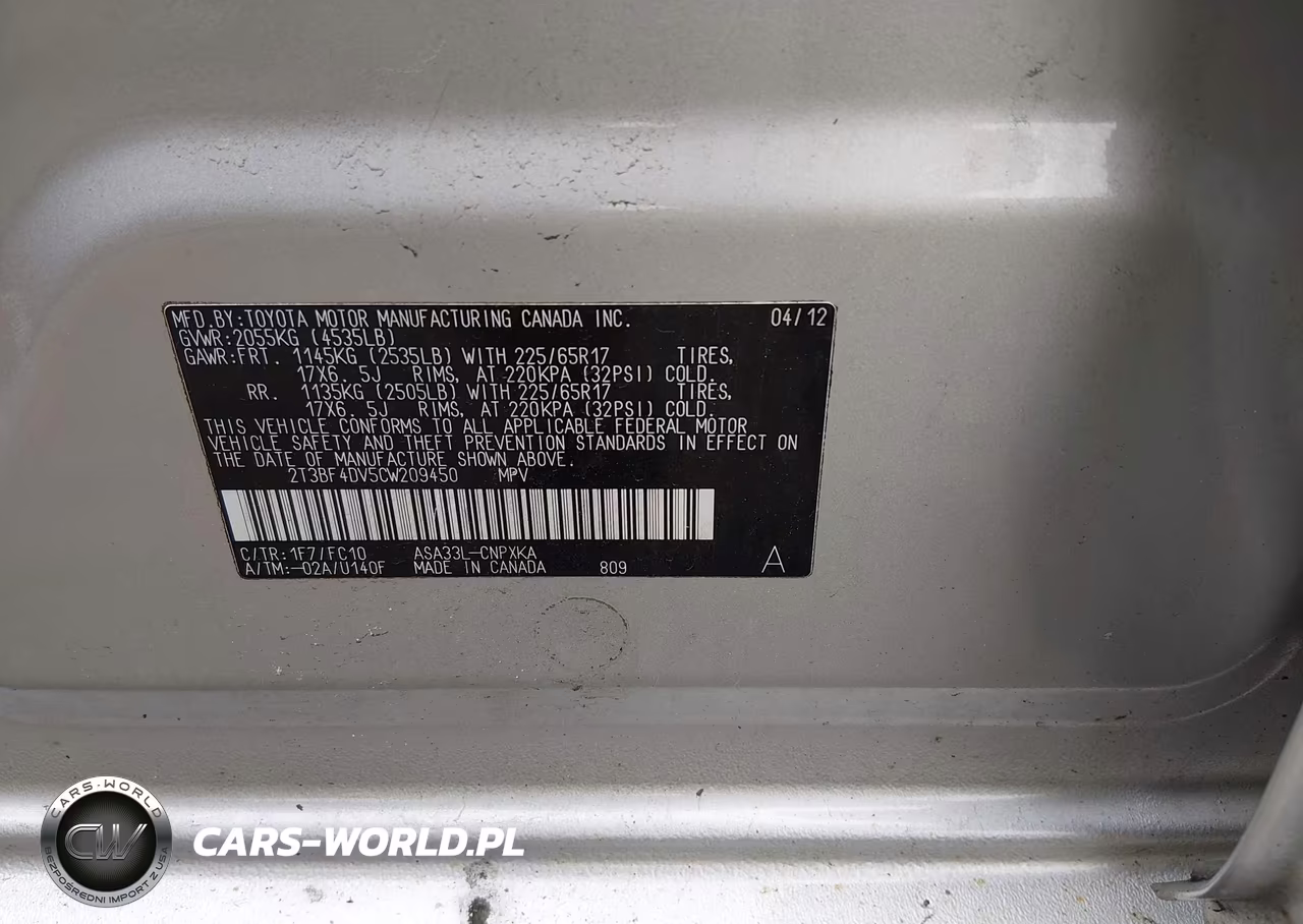 2012 Toyota Rav4 VIN:2T3BF4DV5CW209450 - 9
