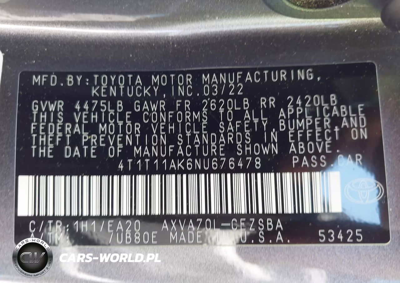 2022 Toyota Camry Se VIN:4T1T11AK6NU676478 - 9