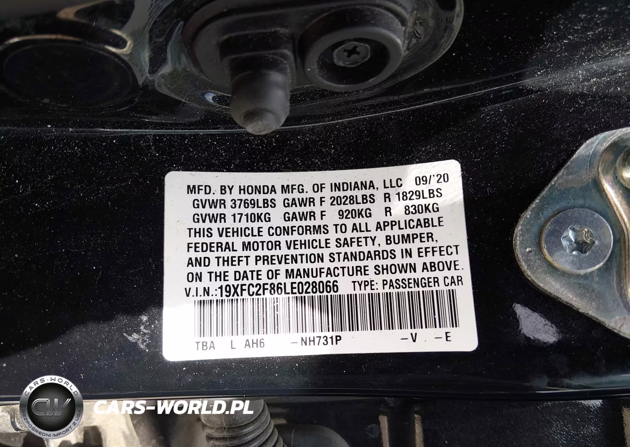 2020 Honda Civic Sport VIN:19XFC2F86LE028066 - 9