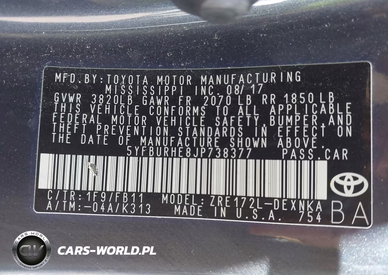 2018 Toyota Corolla Le VIN:5YFBURHE8JP738377 - 9