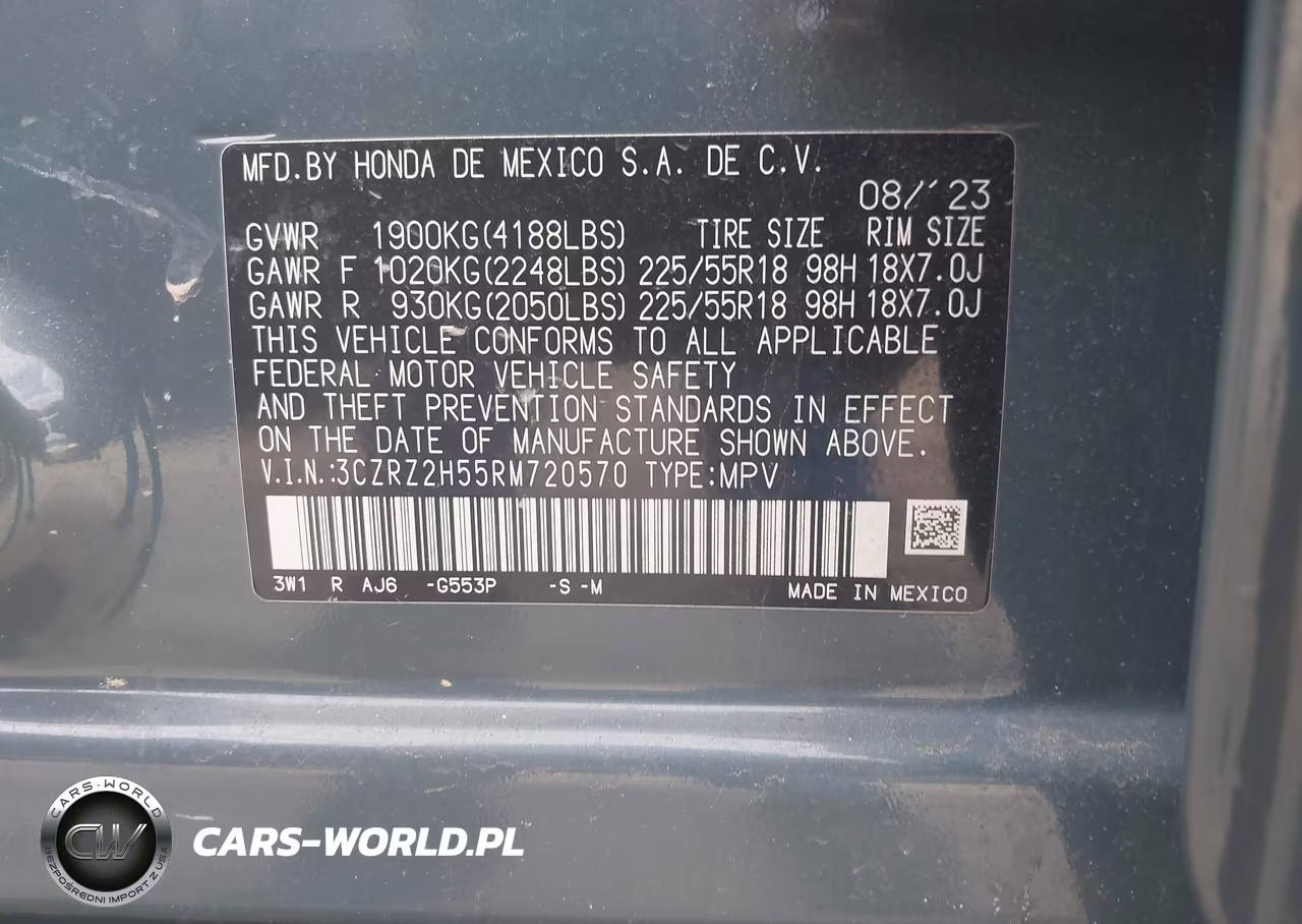 2024 Honda Hr-V Awd Sport-Awd Sport W-O Bsi VIN:3CZRZ2H55RM720570 - 9