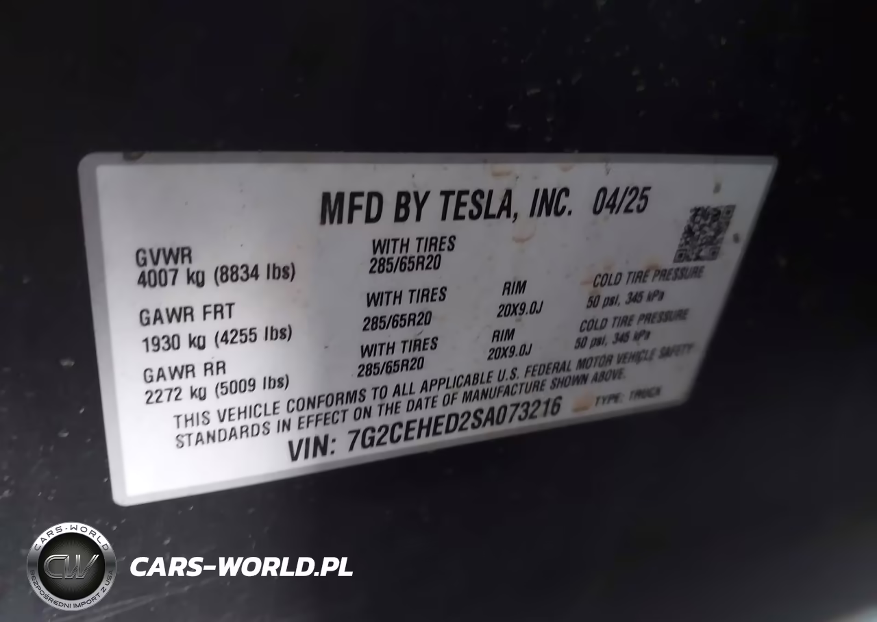 2025 Tesla Cybertruck All-Wheel Drive VIN:7G2CEHED2SA073216 - 9