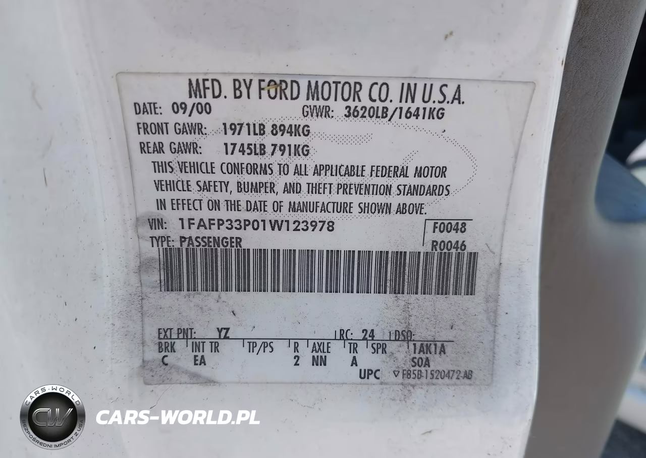 2001 Ford Focus Lx VIN:1FAFP33P01W123978 - 9