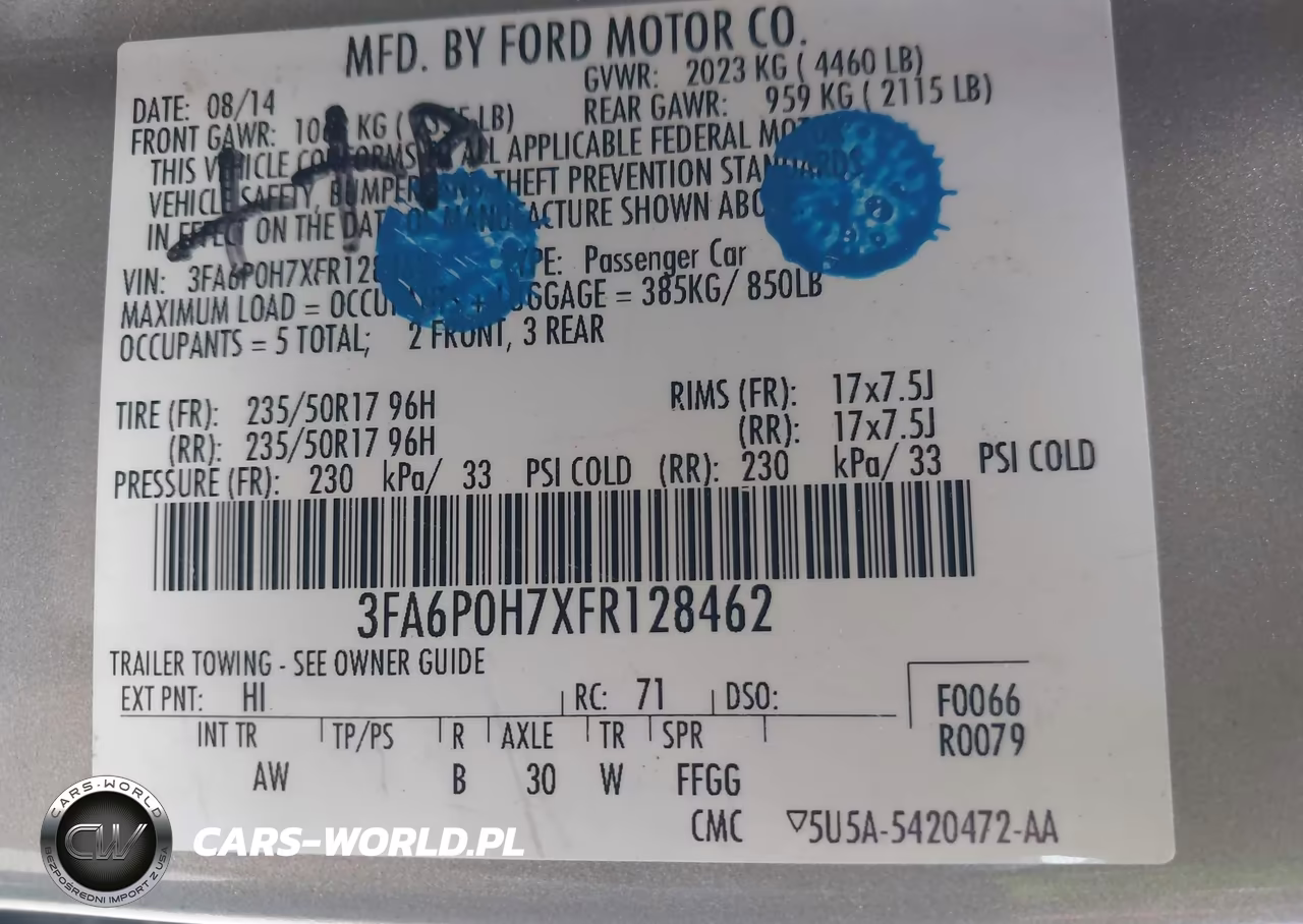 2015 Ford Fusion Se VIN:3FA6P0H7XFR128462 - 9