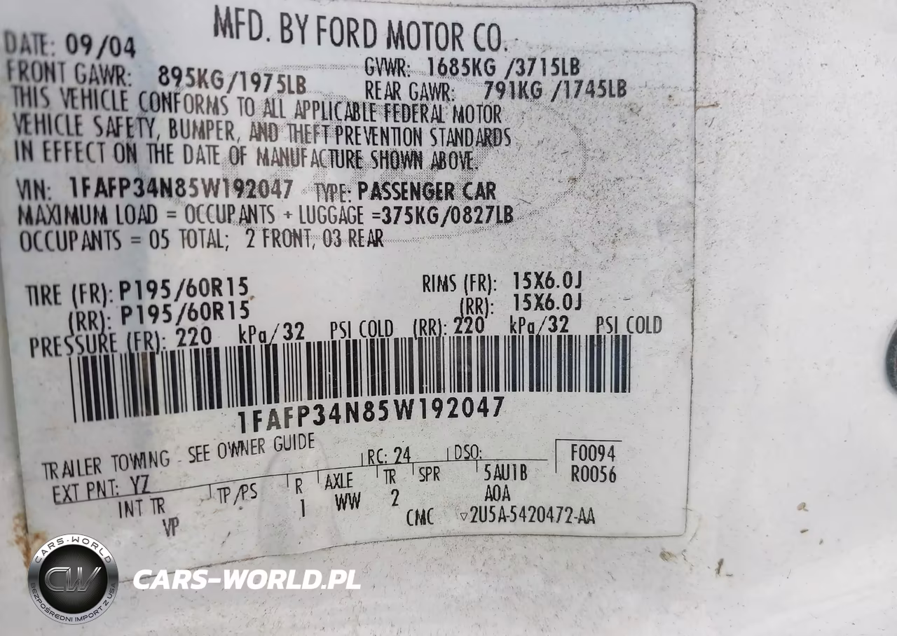 2005 Ford Focus Zx4 VIN:1FAFP34N85W192047 - 9
