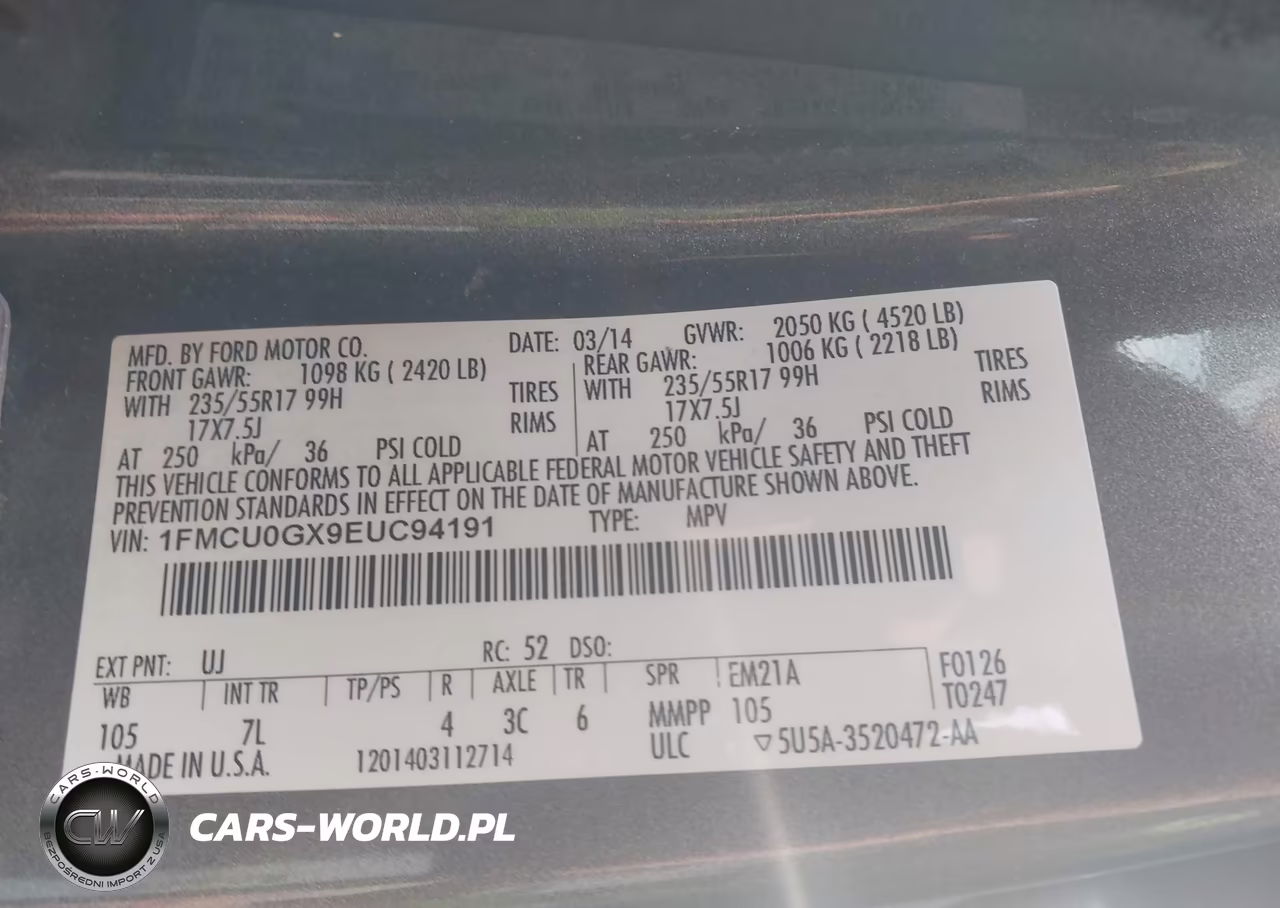 2014 Ford Escape Se VIN:1FMCU0GX9EUC94191 - 9