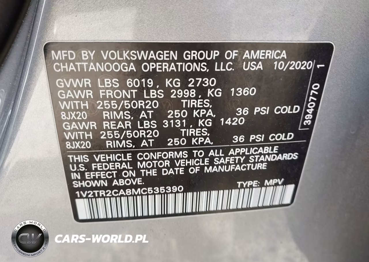 2021 Volkswagen Atlas 3.6L V6 Sel Premium VIN:1V2TR2CA8MC535390 - 9