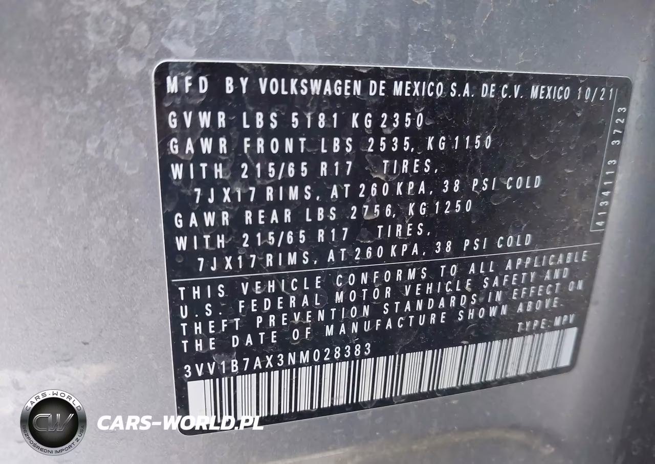 2022 Volkswagen Tiguan 2.0T S VIN:3VV1B7AX3NM028383 - 9
