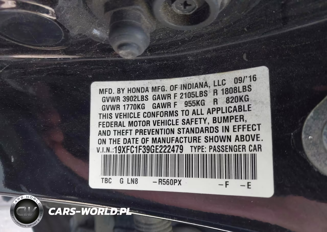 2016 Honda Civic Ex-T VIN:19XFC1F39GE222479 - 9