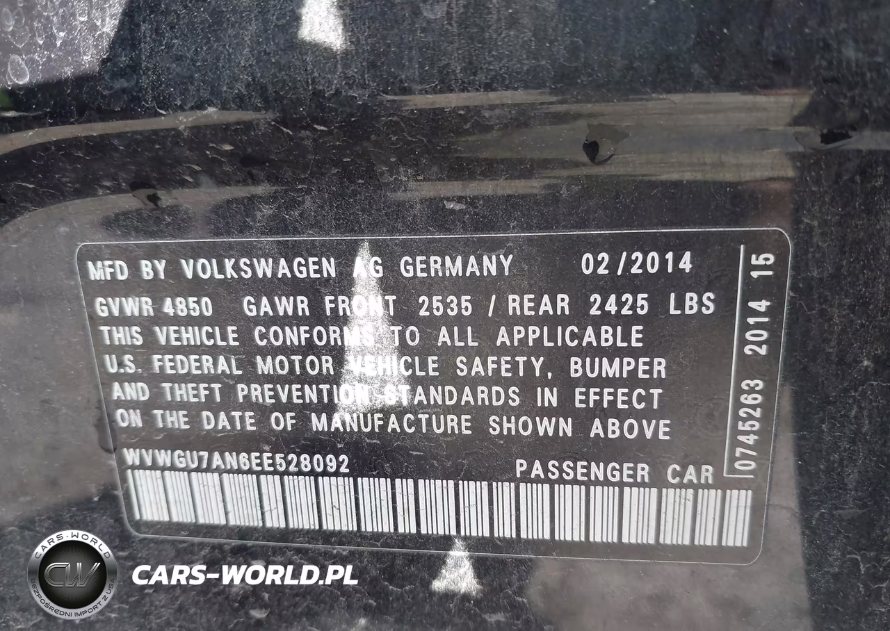 2014 Volkswagen Cc 3.6L Vr6 Executive VIN:WVWGU7AN6EE528092 - 9