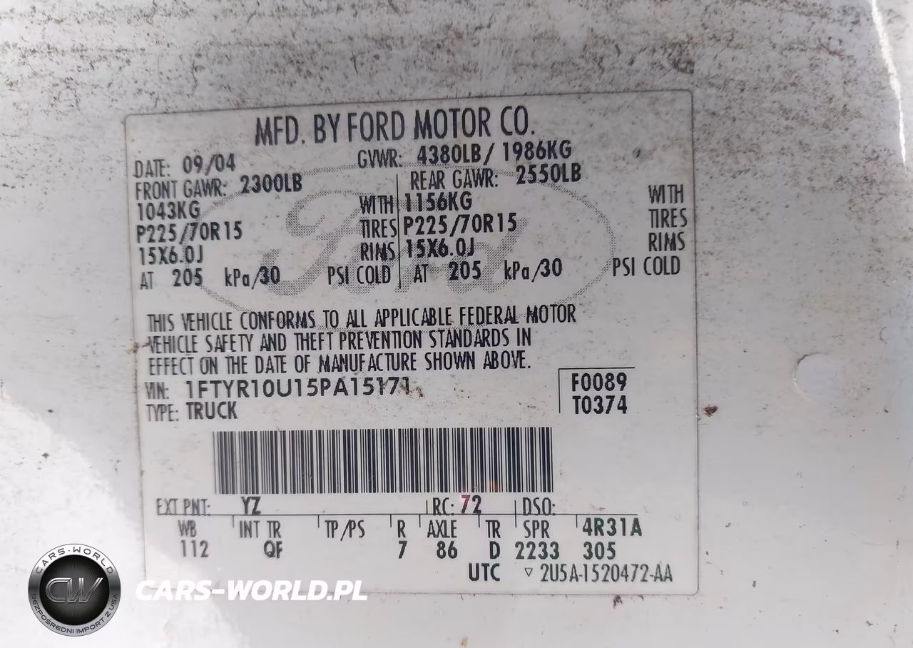 2005 Ford Ranger VIN:1FTYR10U15PA15171 - 9