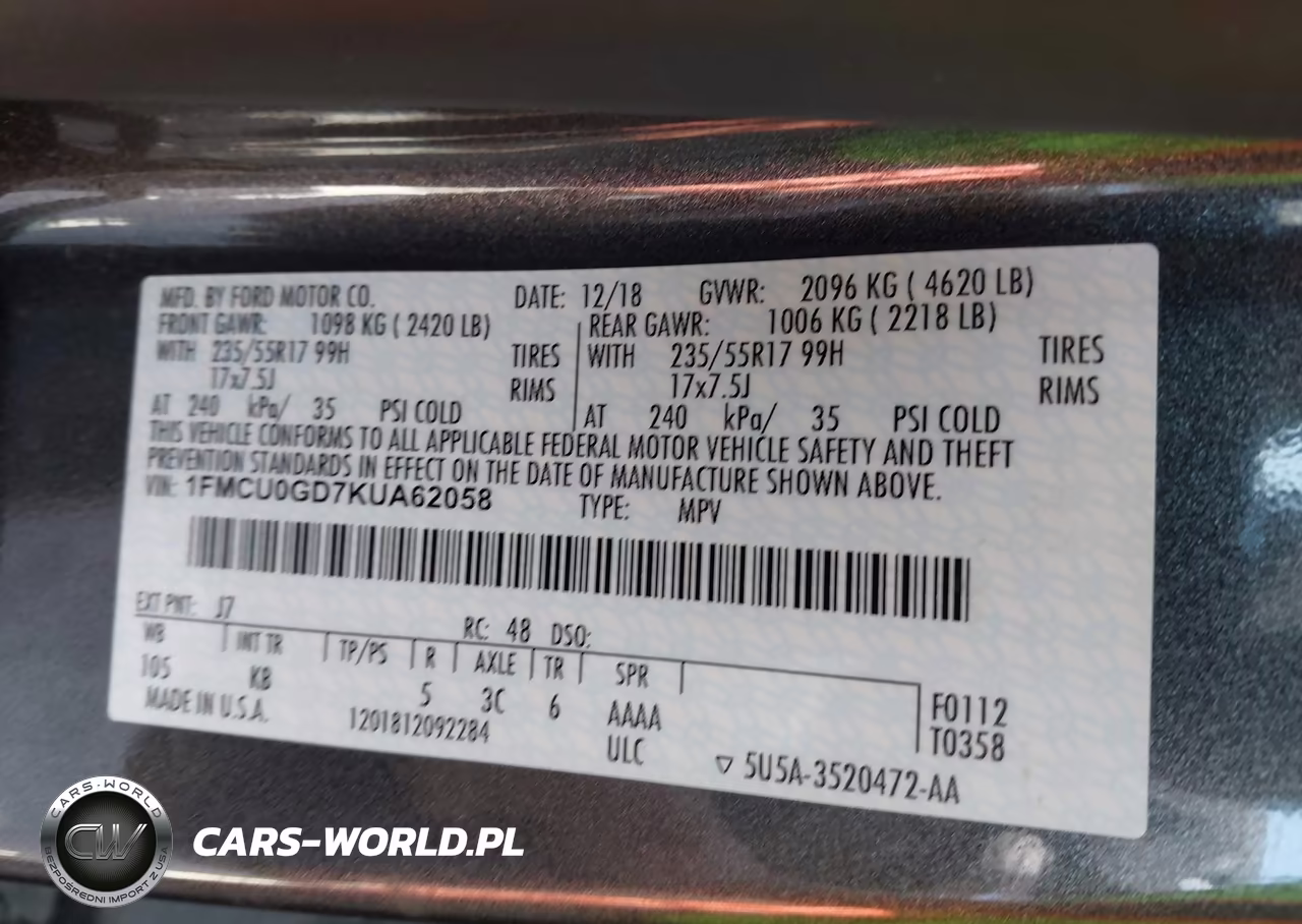 2019 Ford Escape Se VIN:1FMCU0GD7KUA62058 - 9