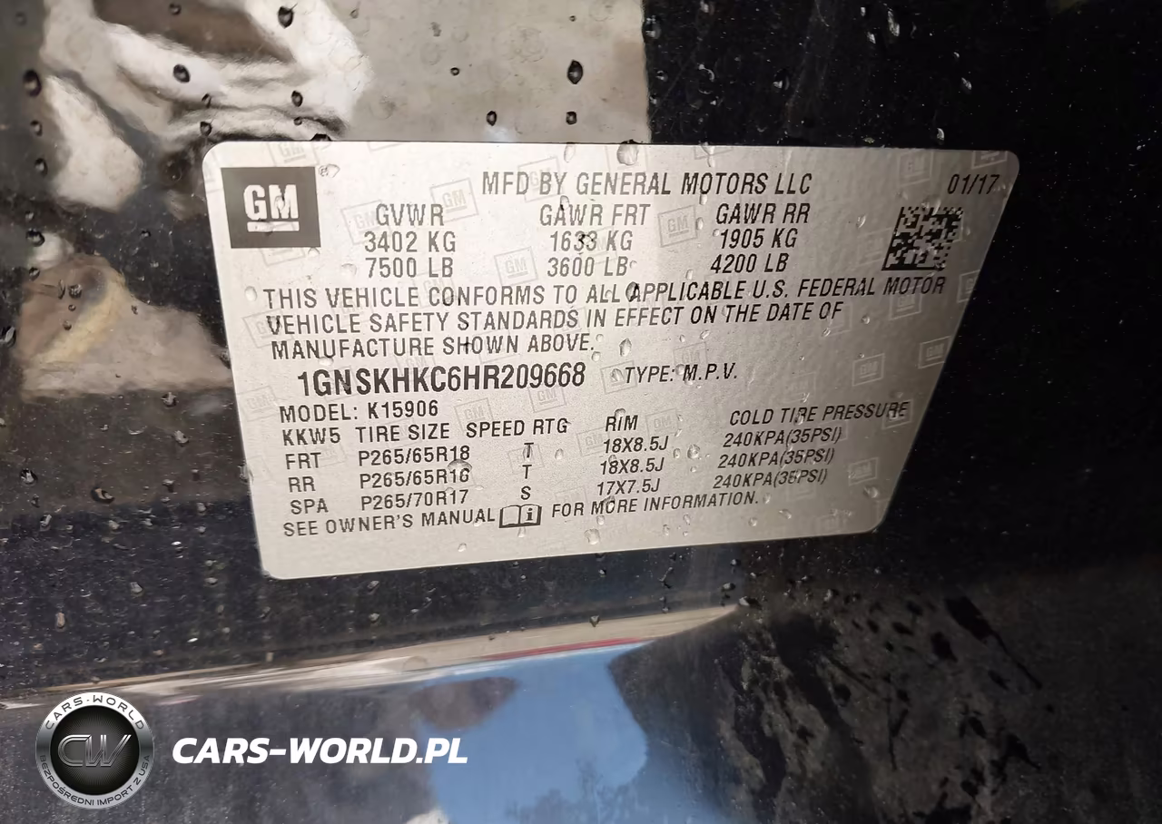 2017 Chevrolet Suburban Lt VIN:1GNSKHKC6HR209668 - 9