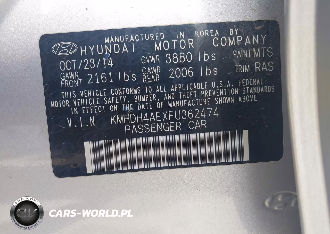 2015 Hyundai Elantra Se VIN:KMHDH4AEXFU362474 - 9