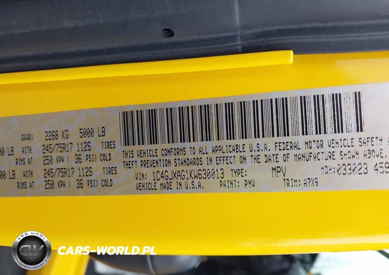 2019 Jeep Wrangler Sport S 4X4 VIN:1C4GJXAG1KW630013 - 9