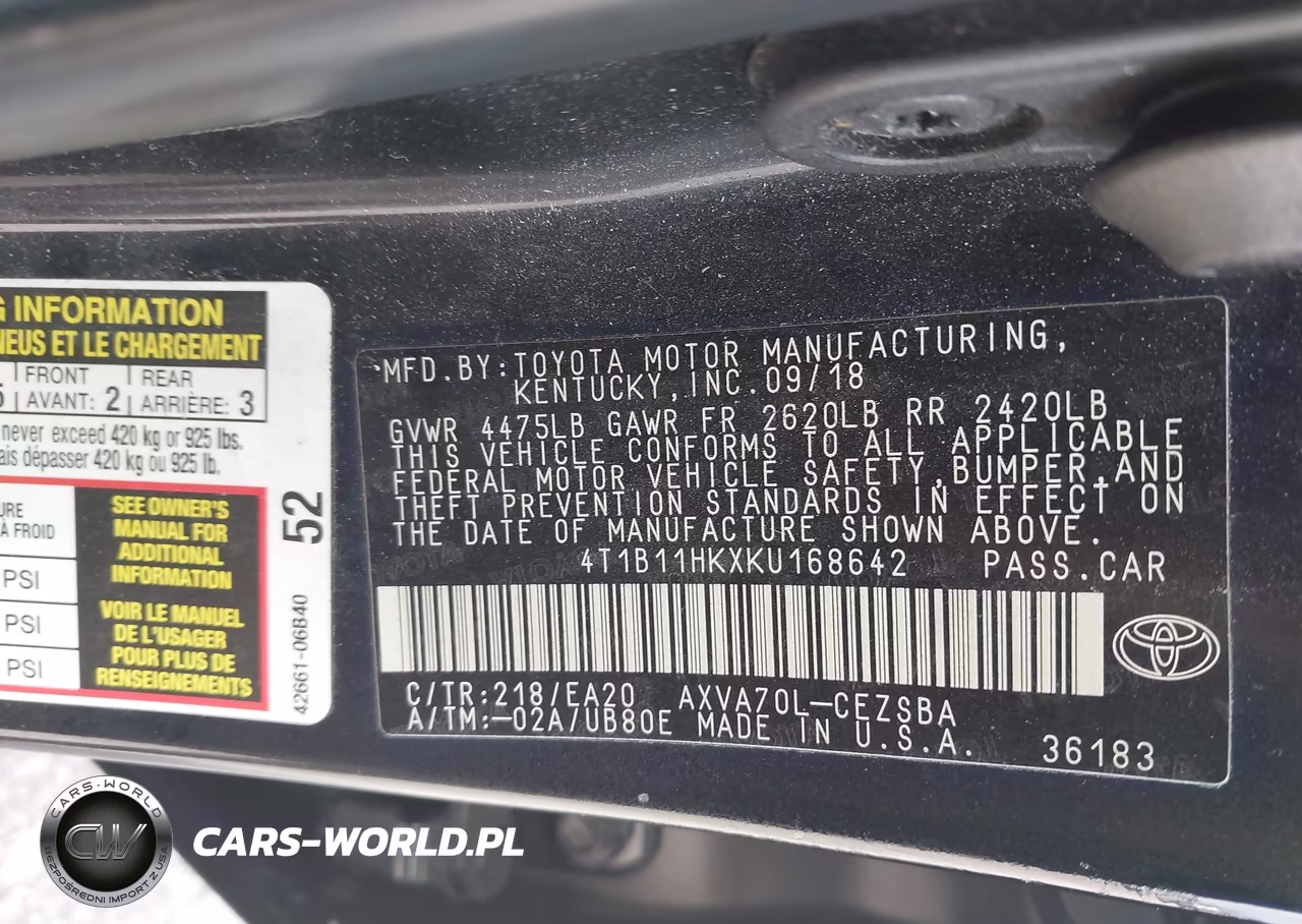 2019 Toyota Camry Se VIN:4T1B11HKXKU168642 - 9