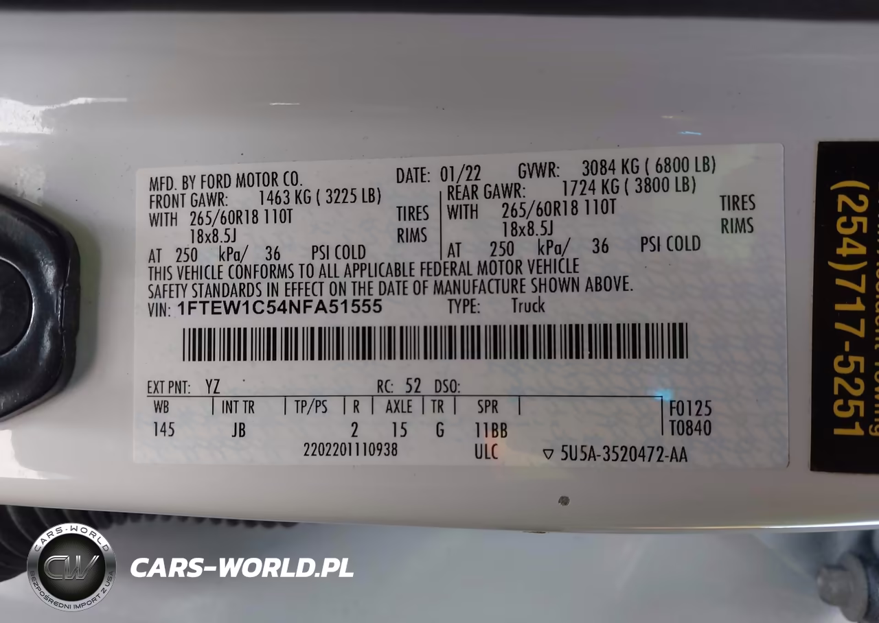 2022 Ford F-150 Xl VIN:1FTEW1C54NFA51555 - 9