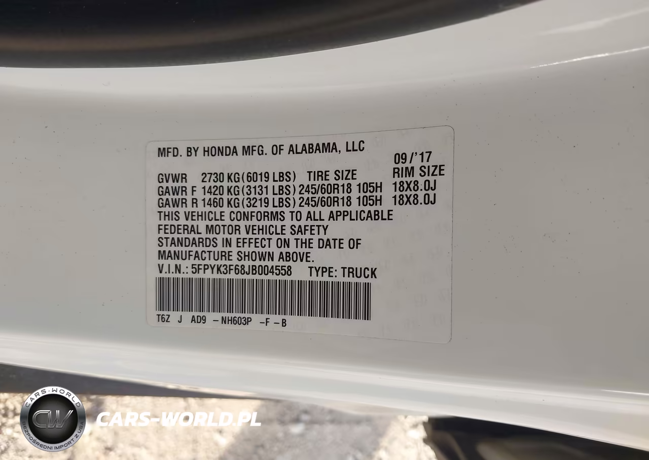 2018 Honda Ridgeline Rtl-T VIN:5FPYK3F68JB004558 - 9