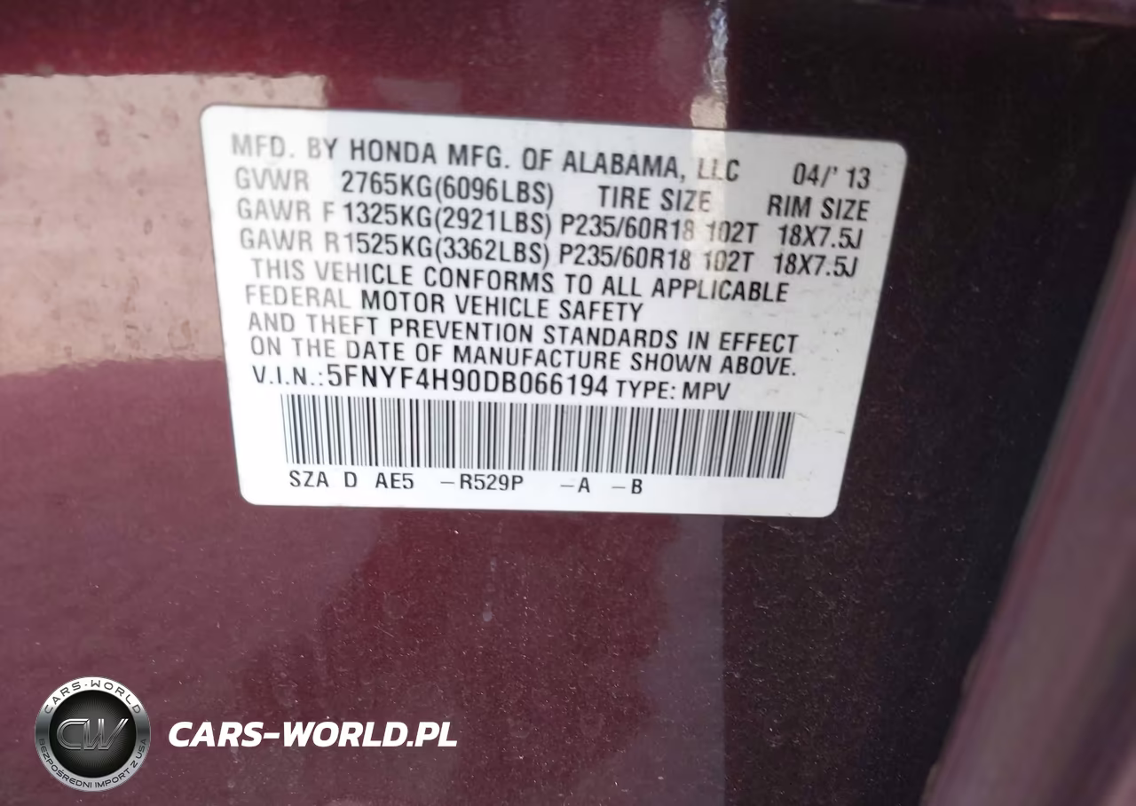 2013 Honda Pilot Touring VIN:5FNYF4H90DB066194 - 9