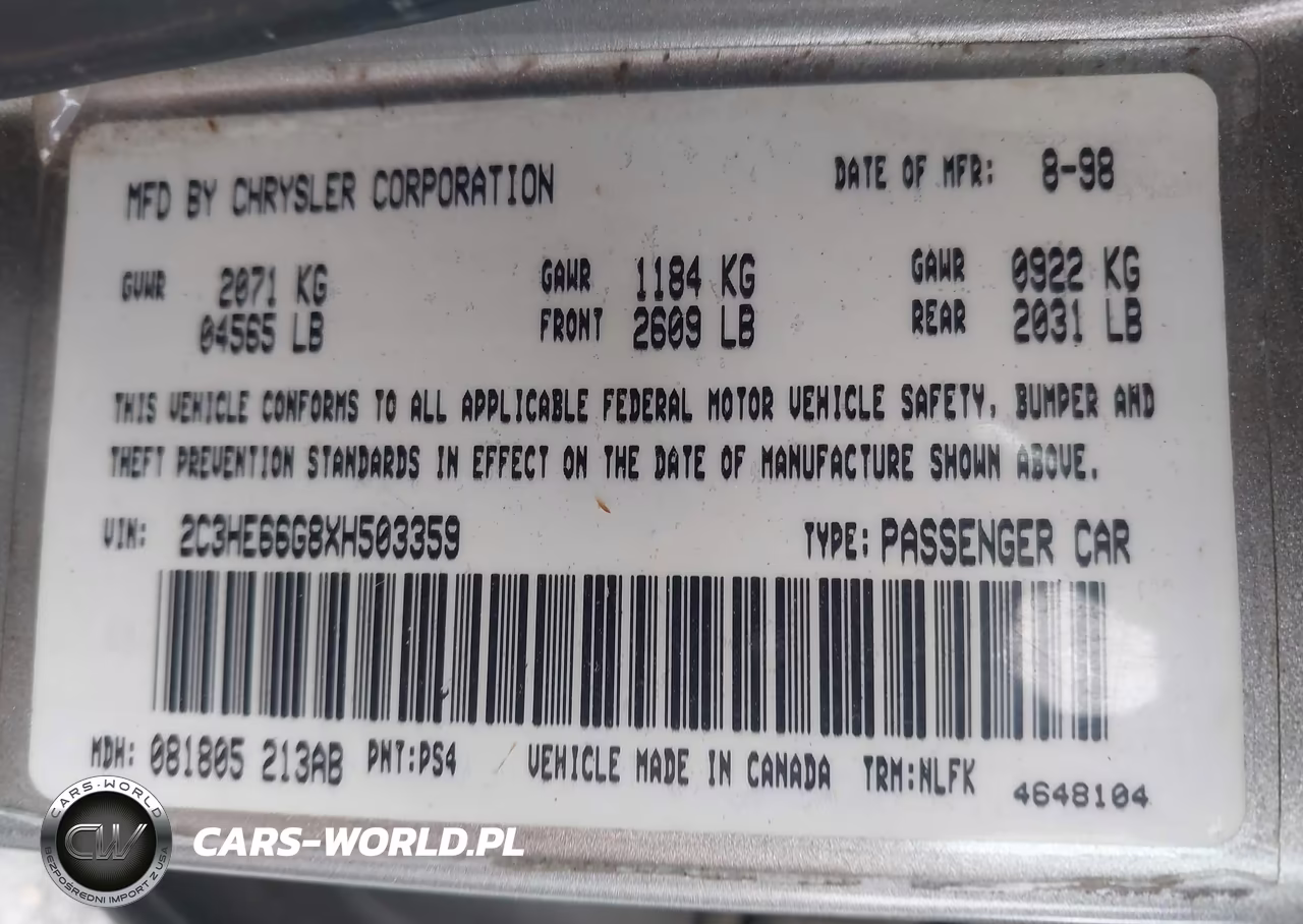 1999 Chrysler 300M VIN:2C3HE66G8XH503359 - 9