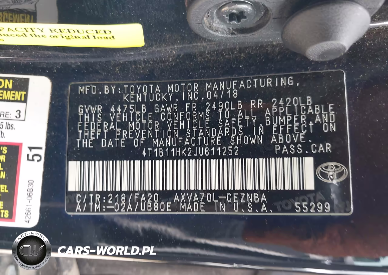 2018 Toyota Camry Le VIN:4T1B11HK2JU611252 - 9