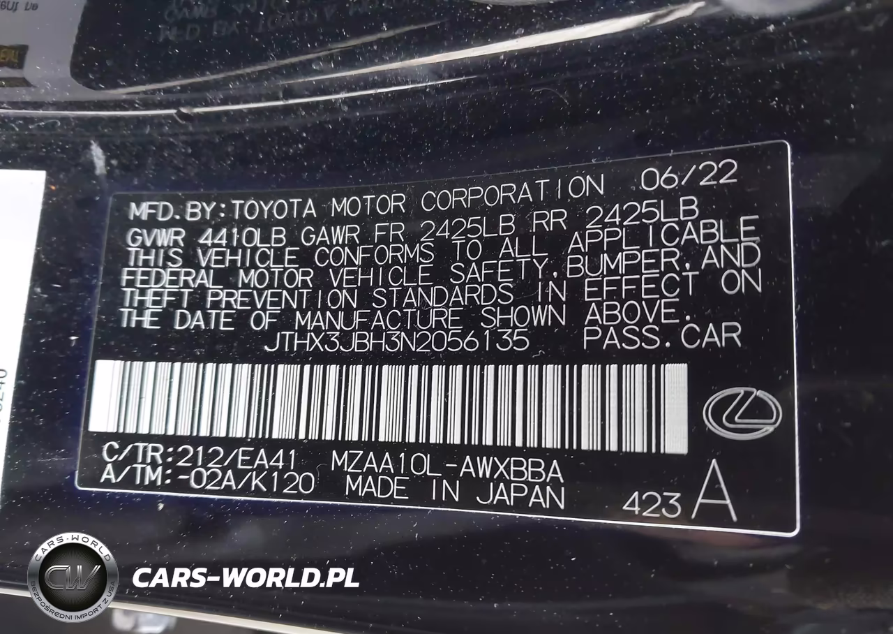 2022 Lexus Ux 200 VIN:JTHX3JBH3N2056135 - 9