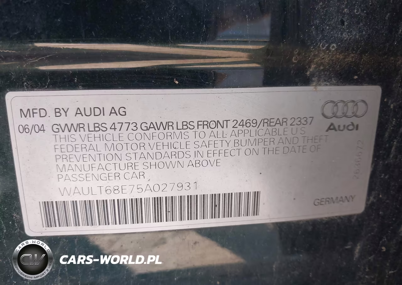 2005 Audi A4 3.0-3.0 Special Edition VIN:WAULT68E75A027931 - 9