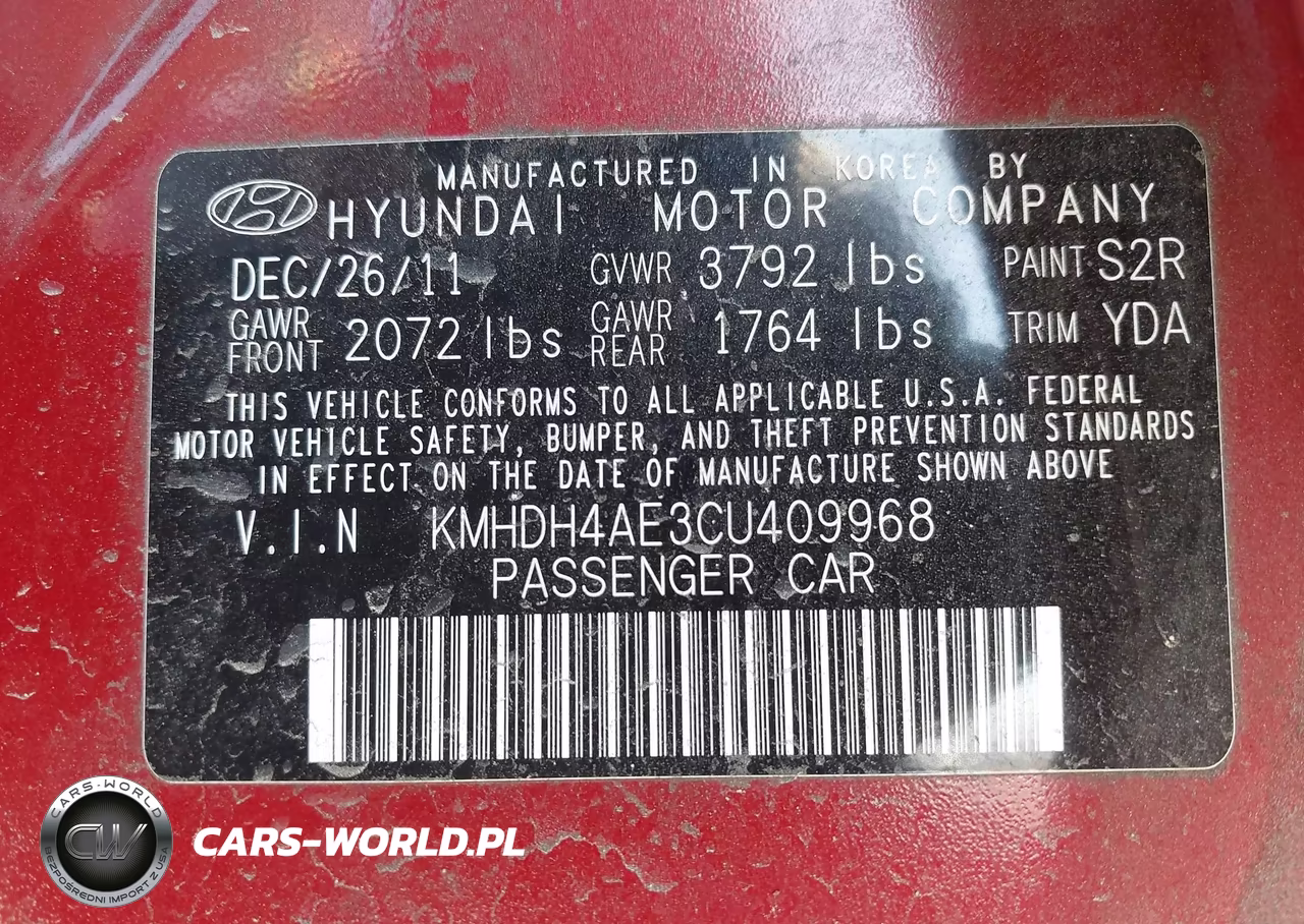 2012 Hyundai Elantra Gls (Ulsan Plant) VIN:KMHDH4AE3CU409968 - 9