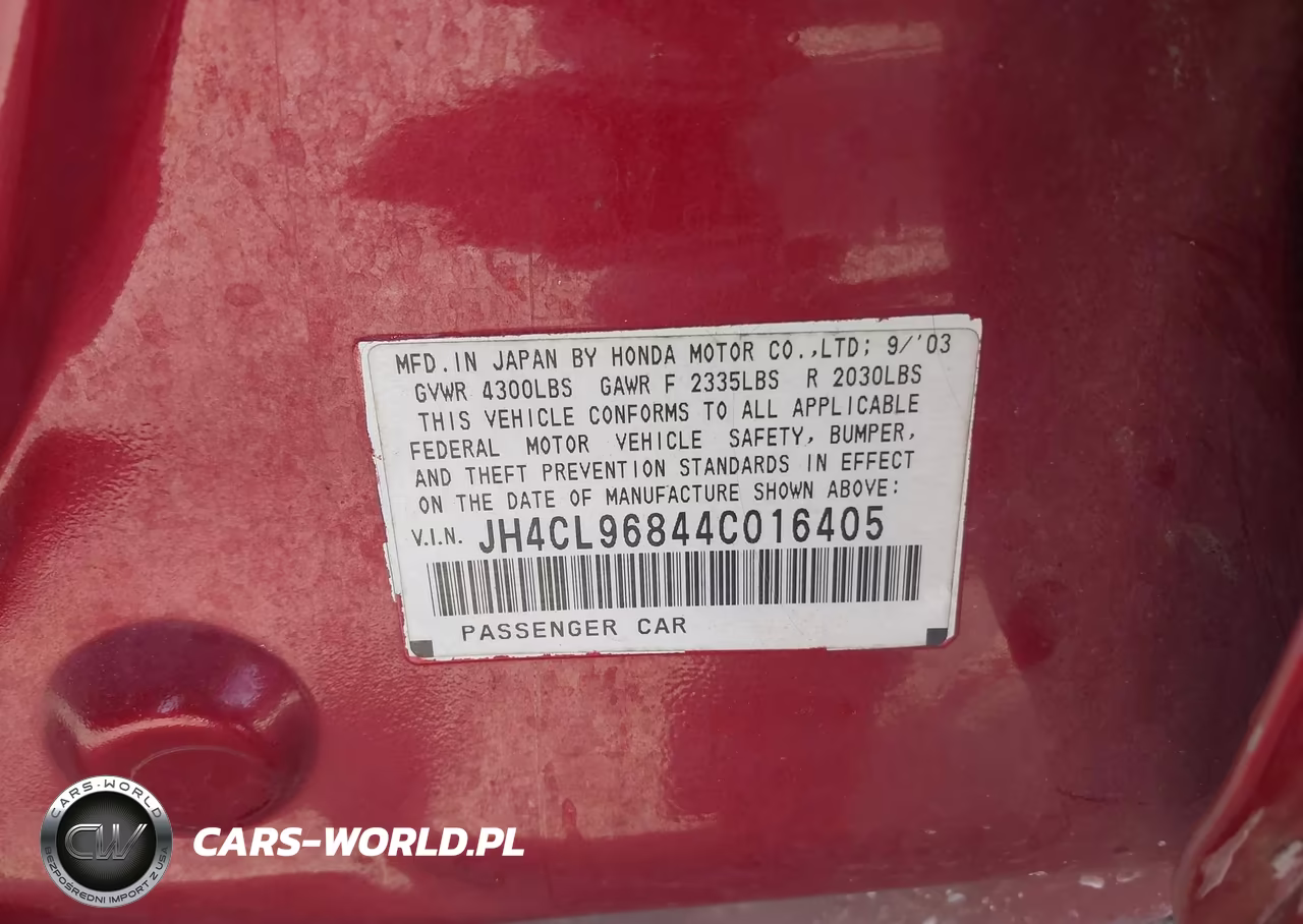 2004 Acura Tsx VIN:JH4CL96844C016405 - 9