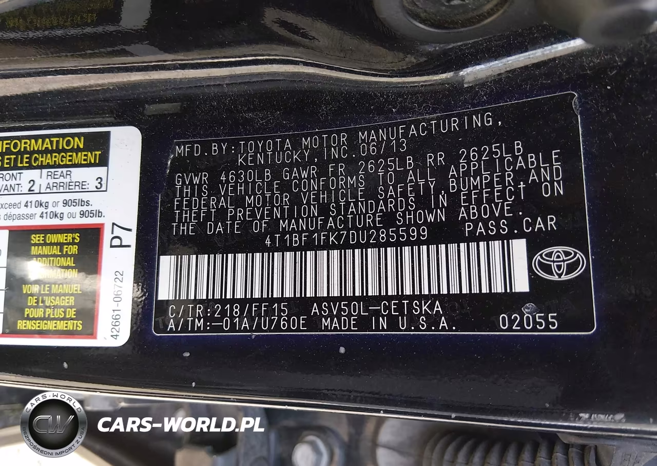 2013 Toyota Camry Se VIN:4T1BF1FK7DU285599 - 9
