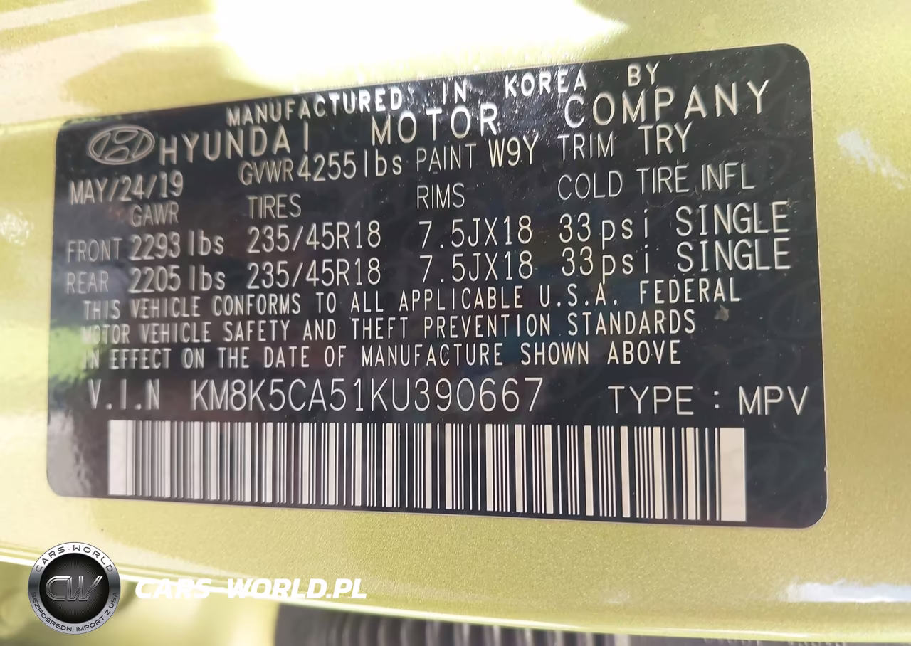 2019 Hyundai Kona Ultimate VIN:KM8K5CA51KU390667 - 9