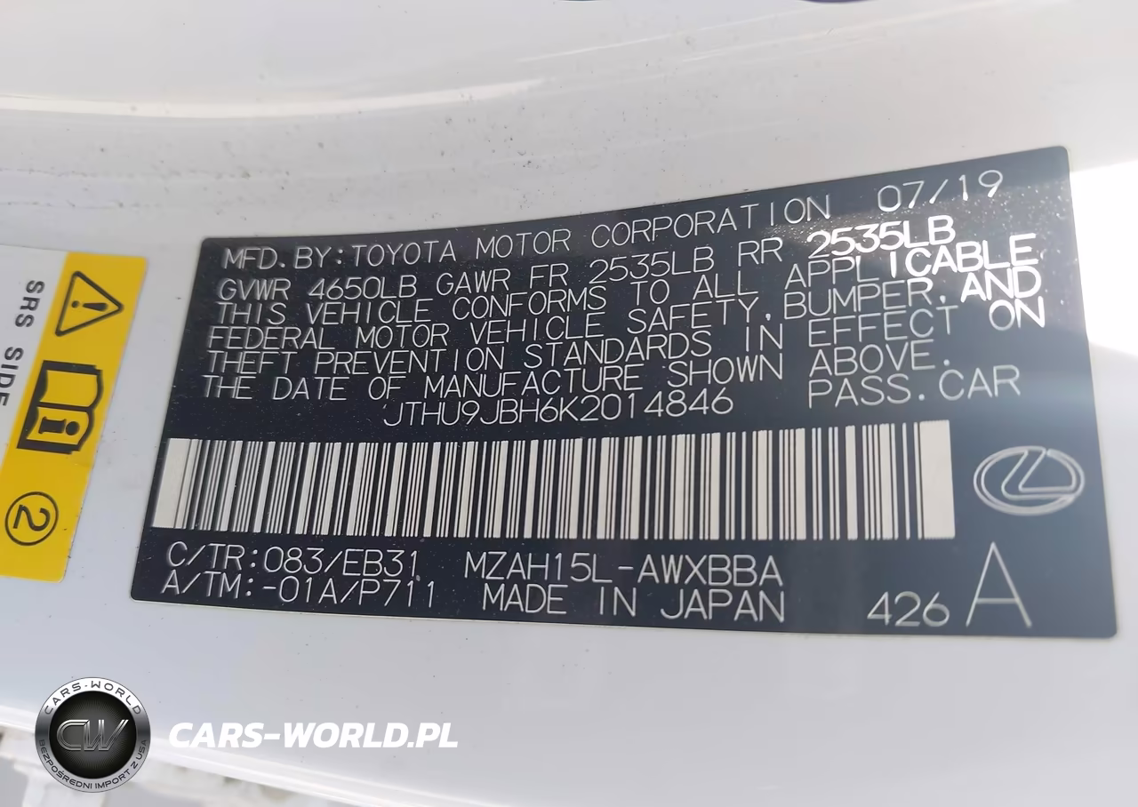 2019 Lexus Ux 250H F Sport VIN:JTHU9JBH6K2014846 - 9