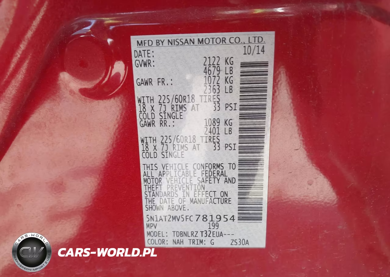 2015 Nissan Rogue Sl VIN:5N1AT2MV5FC781954 - 9