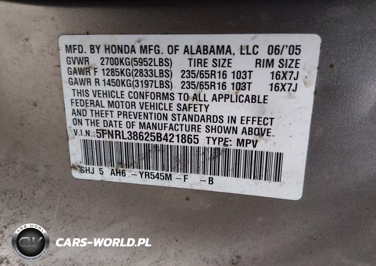 2005 Honda Odyssey Ex-L VIN:5FNRL38625B421865 - 9